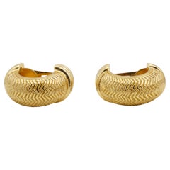 Christian Dior Vintage Texture Large Half Hoop Chunky Circle Dome Clip Earrings