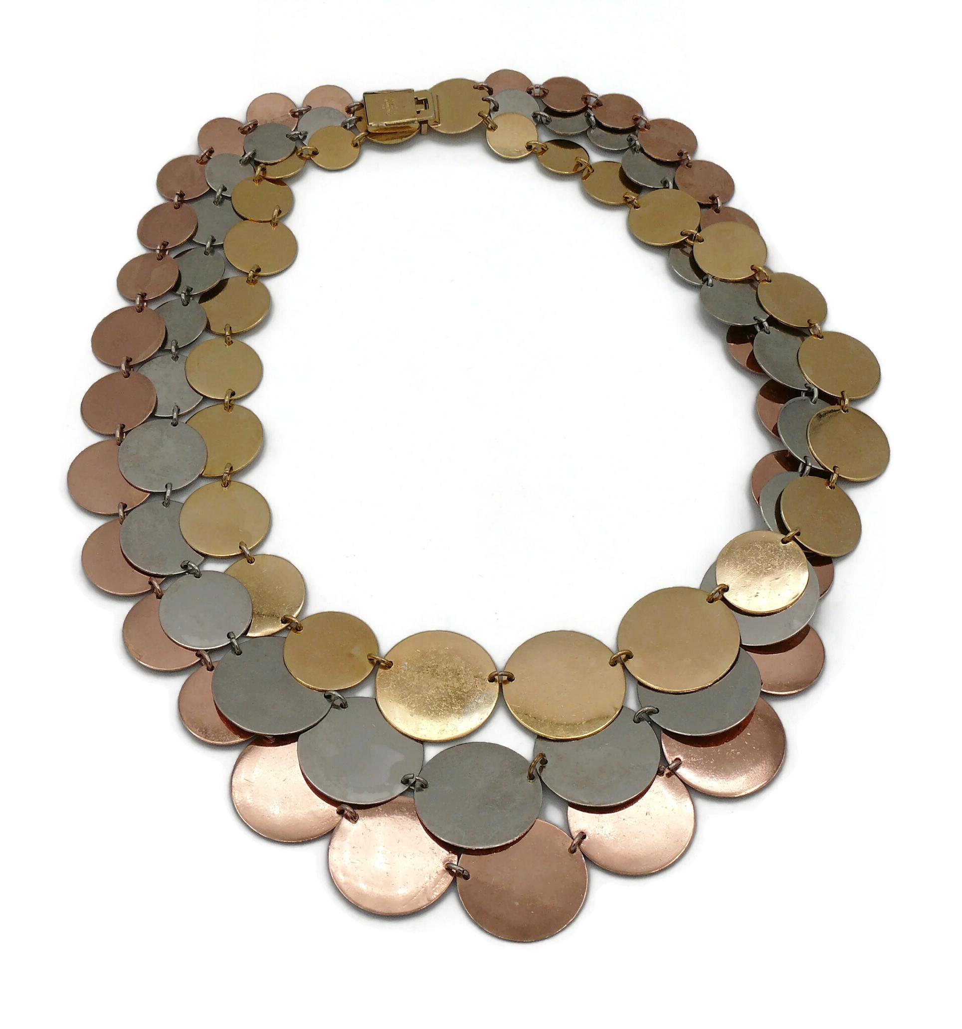 Christian Dior Vintage Three Strand Disc Necklace, 1966 For Sale 4
