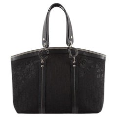 Christian Dior Vintage Tote Embroidered Diorissimo Canvas Large