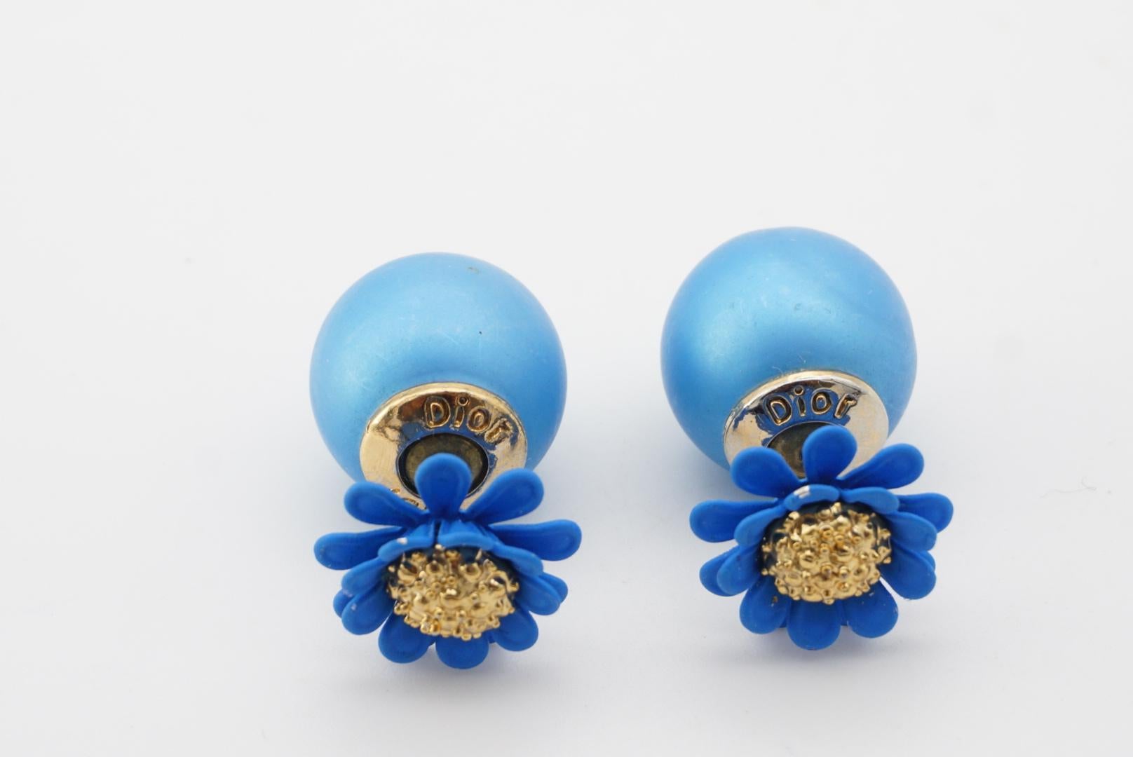 Christian Dior Vintage Tribal Tribale Flower Daisy Round Ball Pierced Earrings 3