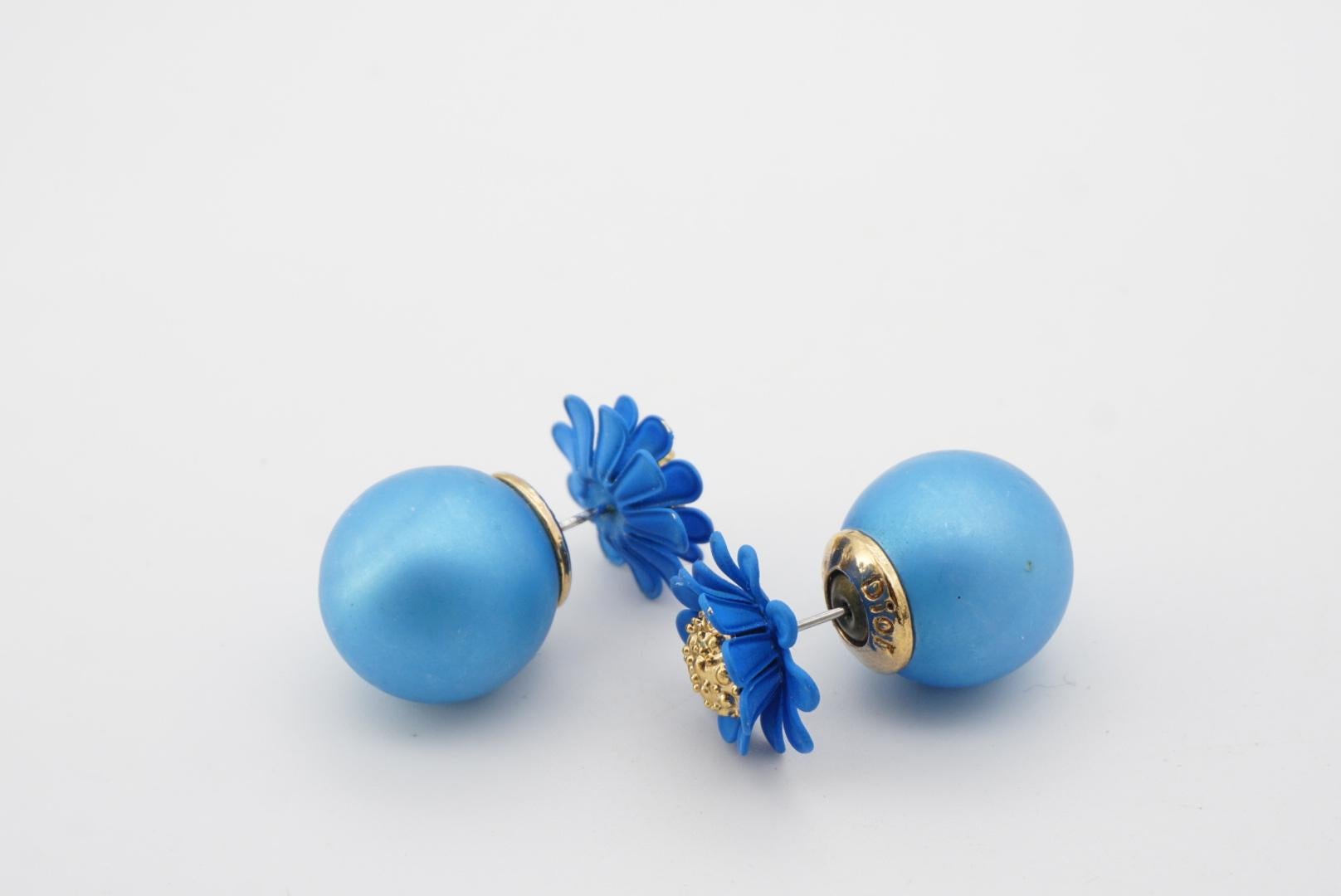 Christian Dior Vintage Tribal Tribale Flower Daisy Round Ball Pierced Earrings 5