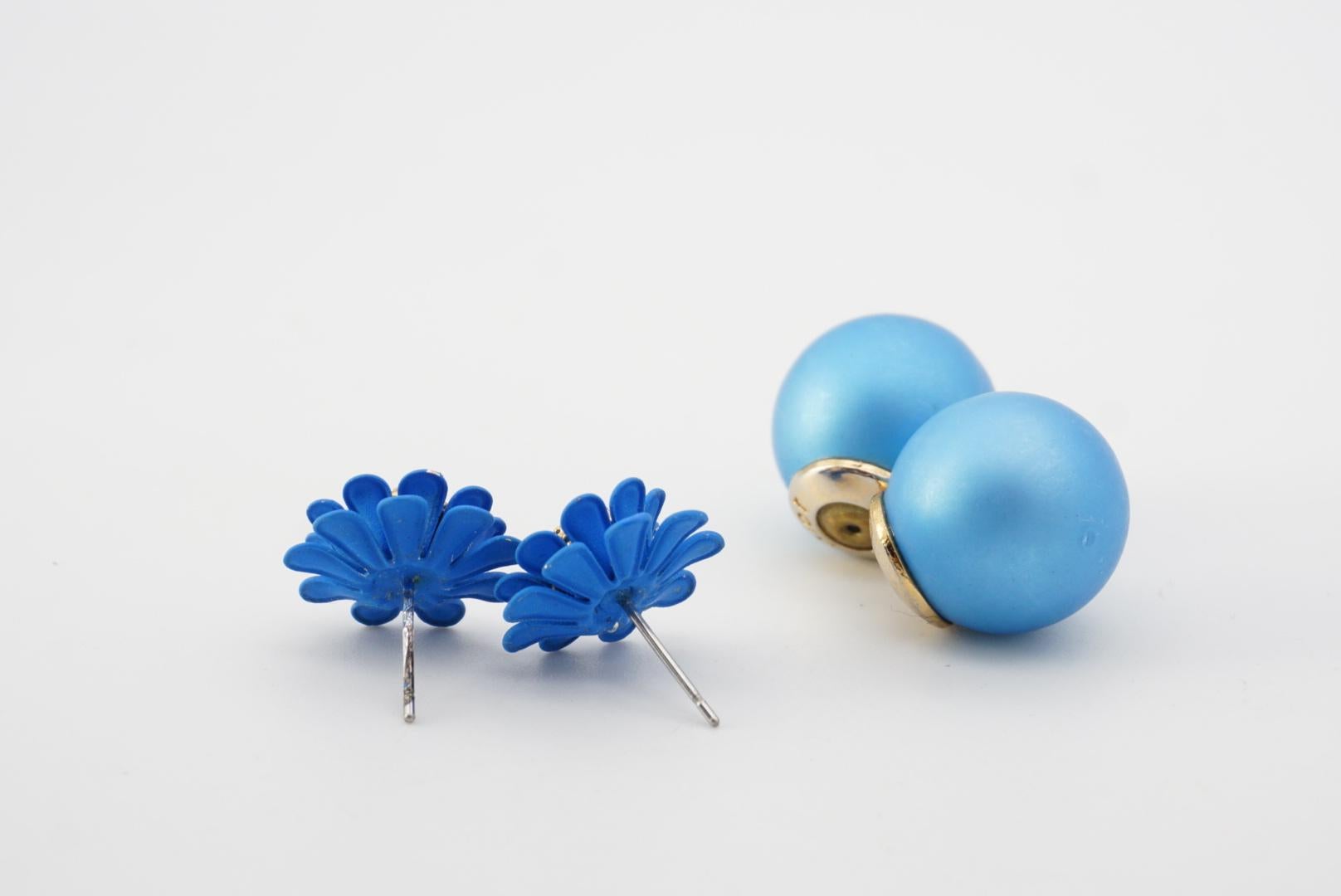 Christian Dior Vintage Tribal Tribale Flower Daisy Round Ball Pierced Earrings 6