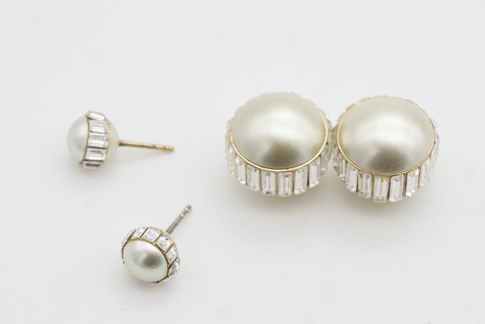 Christian Dior Vintage Tribal Tribale Pendientes con bola de cristal y perlas blancas en venta 7