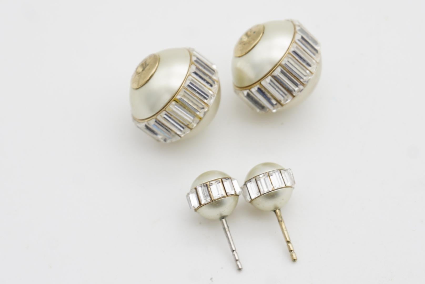 Christian Dior Vintage Tribal Tribale Pendientes con bola de cristal y perlas blancas en venta 9