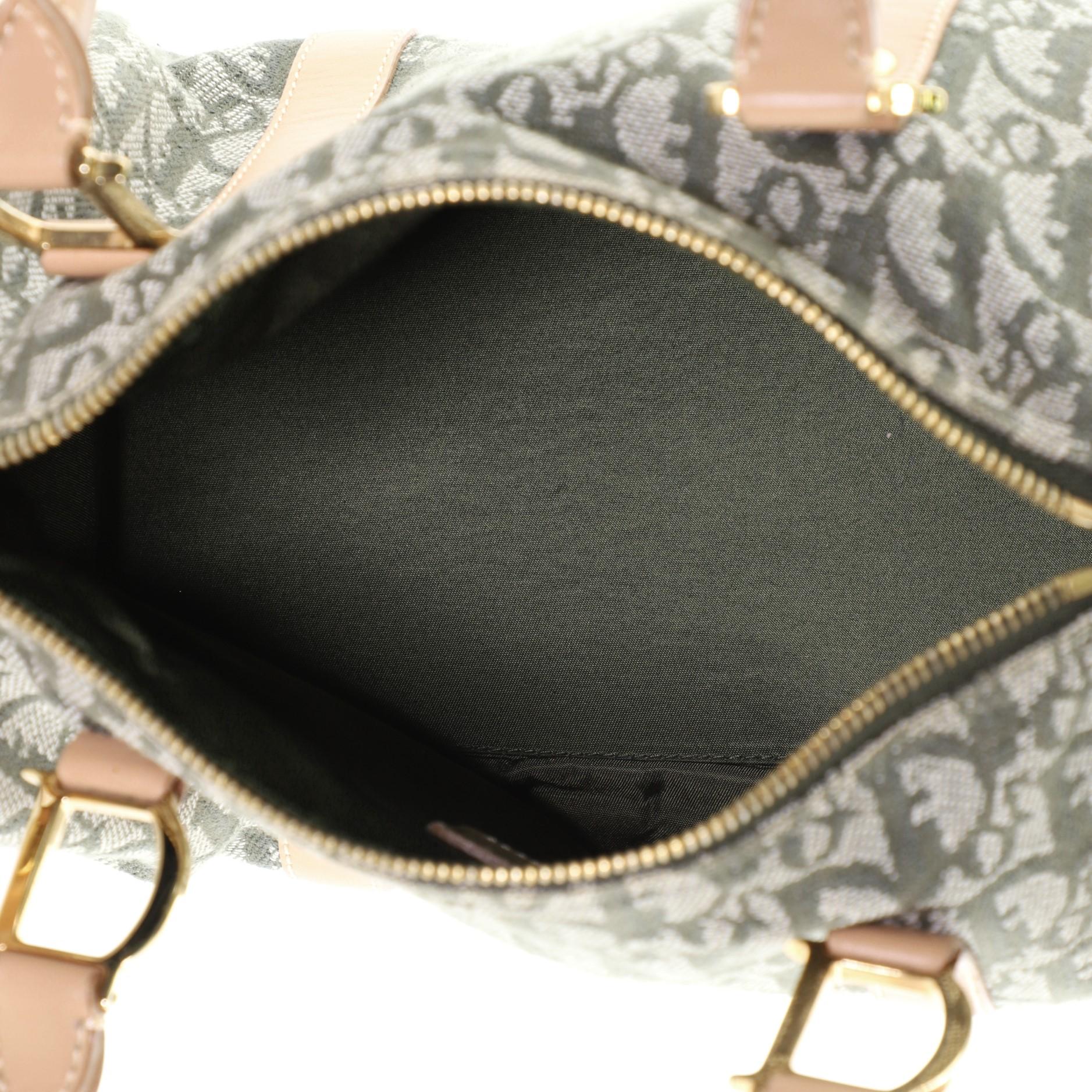 Gray Christian Dior Vintage Trotter Boston Bag Diorissimo Canvas Small