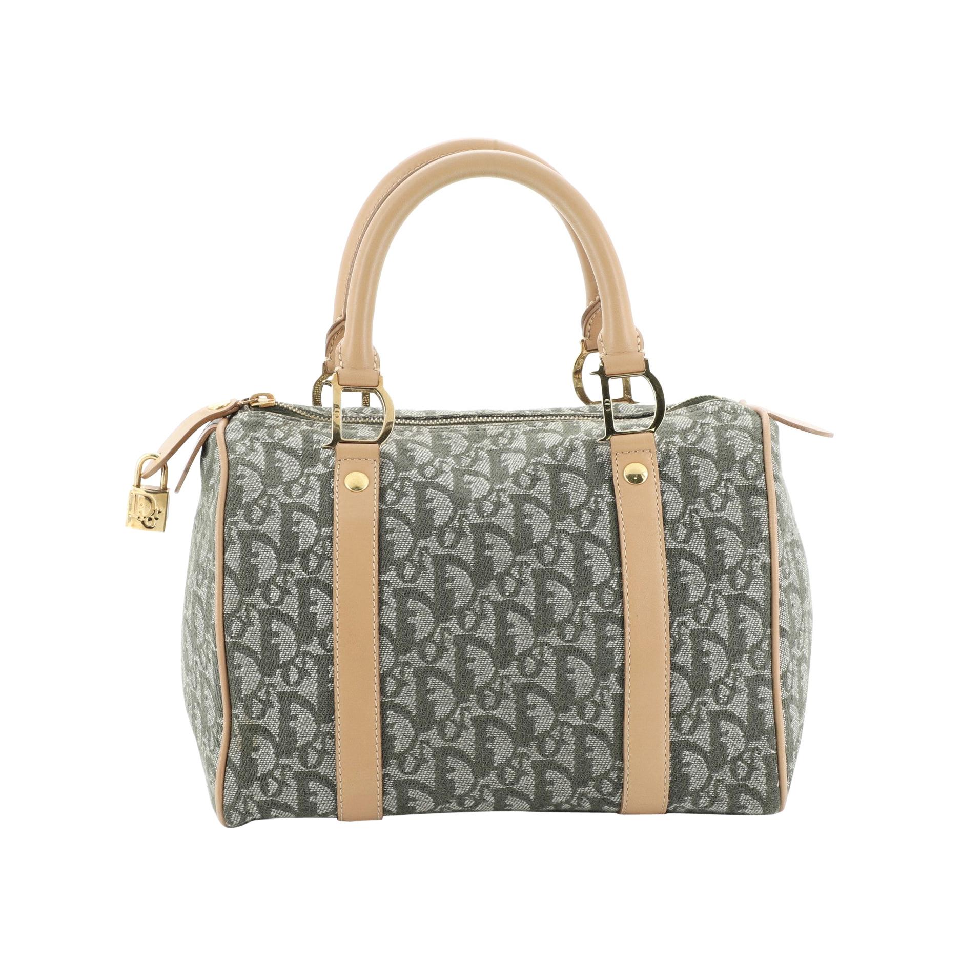 Christian Dior Vintage Trotter Boston Bag Diorissimo Canvas Small