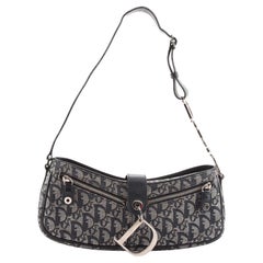 Christian Dior Black Nylon Leather Silver Charm Top Handle Pochette  Shoulder Bag For Sale at 1stDibs