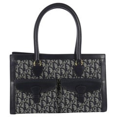 Christian Dior Vintage Trotter Double Pocket Tote Diorissimo Canvas Large