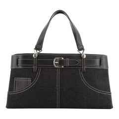 Christian Dior Vintage Trotter Horizontal Tote Denim With Leather Large