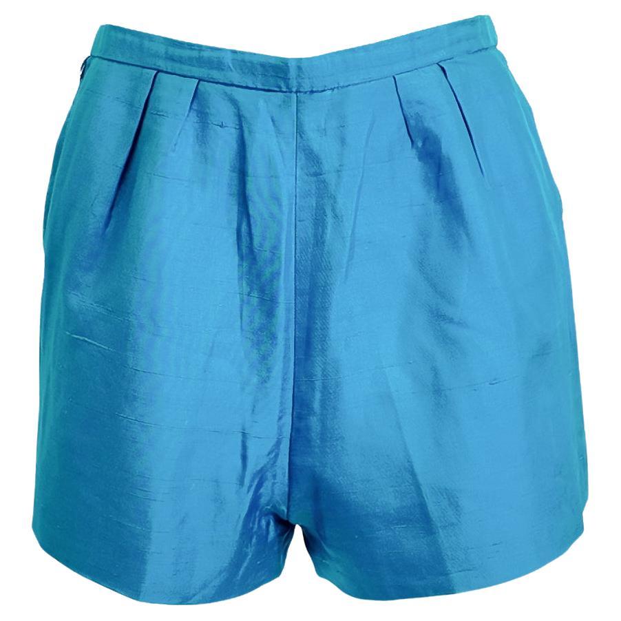 Short en soie turquoise vintage de Christian Dior