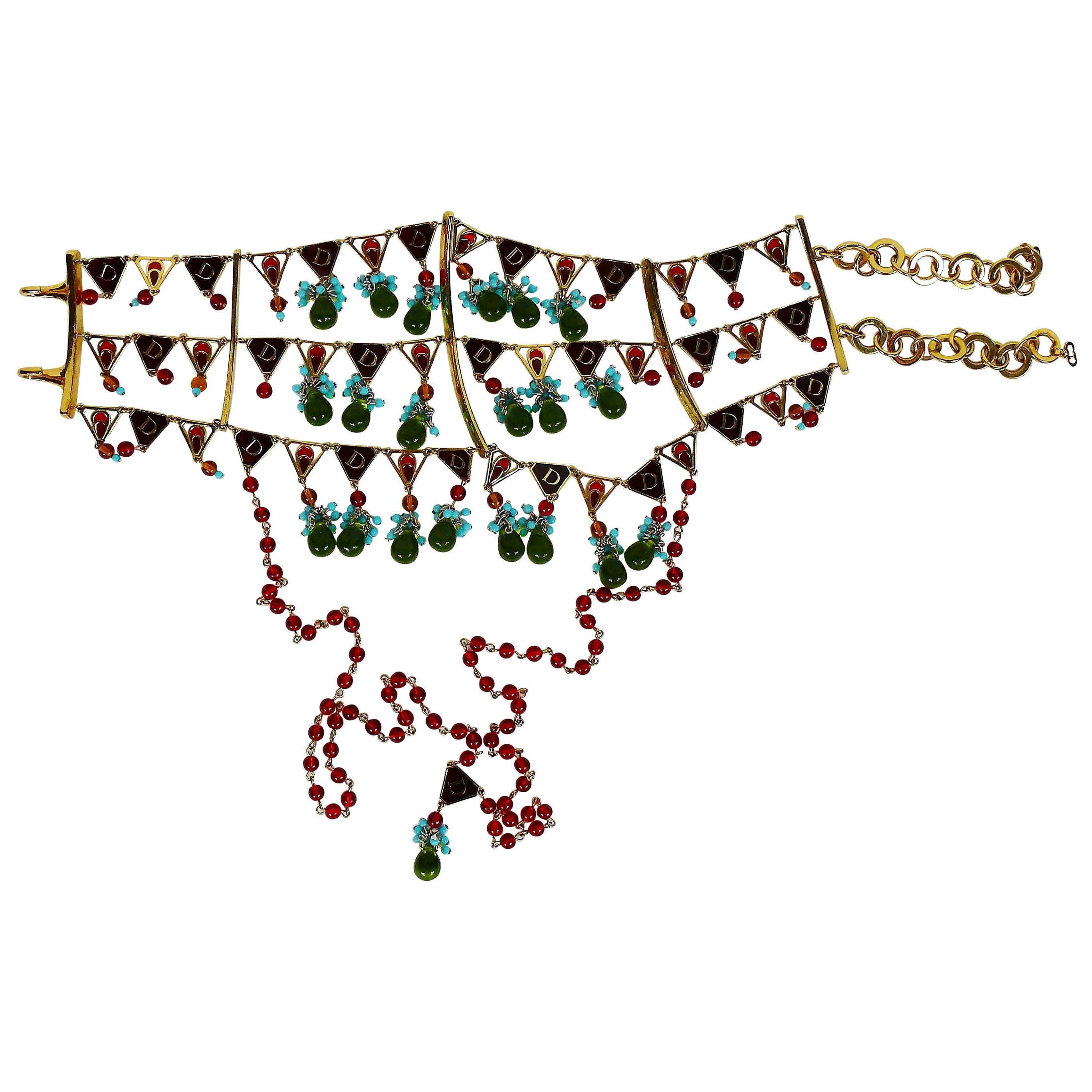 Christian Dior Vintage Tutti Frutti Glass Choker Necklace