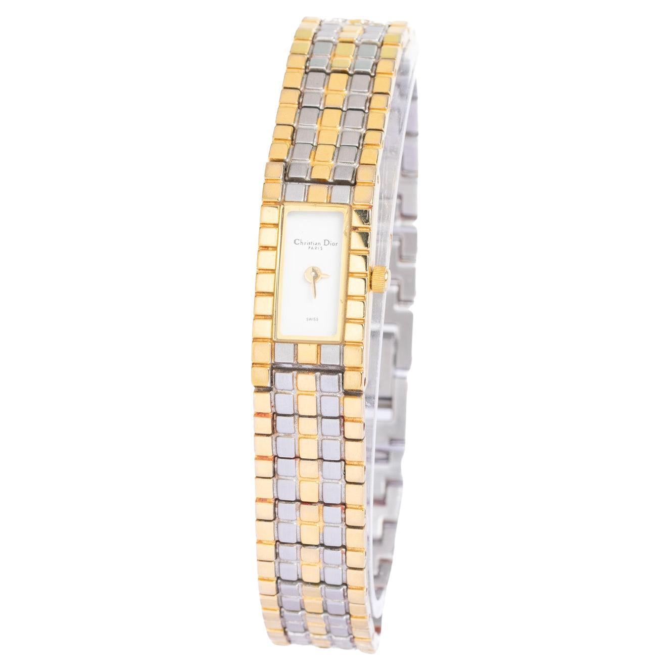 Christian Dior Vintage, Two-Tone Bracelet Watch, c. 1990s For Sale