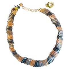 Christian Dior Vintage Unisex Gold Grey Black Rose Snake Omega Chunky Necklace