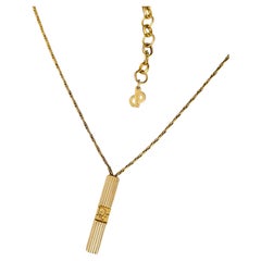 Collana Christian Dior Vintage unisex Iconic con monogramma Trotter rettangolare dorato