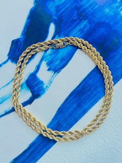 Christian Dior Vintage Unisex Iconic Rare Rope Twist Long Gold Necklace