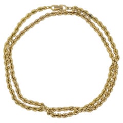 Christian Dior Vintage Unisex Iconic Rare Rope Twist Long Gold Necklace