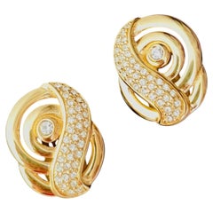 Christian Dior Vintage Unisex Music Note Swirl Twist Interlocked Chunky Earrings