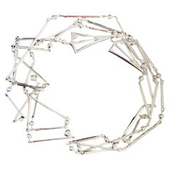 Christian Dior Vintage Versatile Unisex White Crystals Long Triangle Necklace