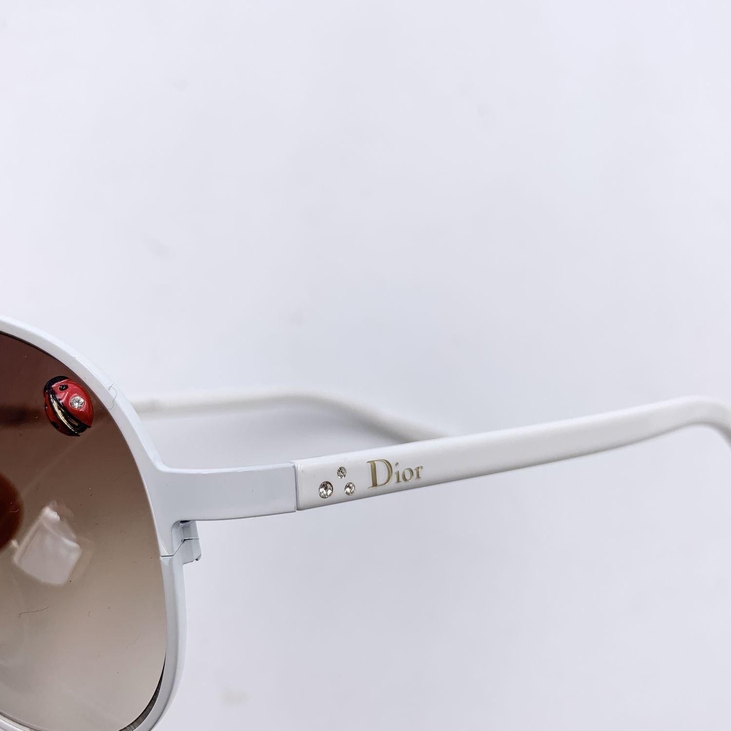 Christian Dior Vintage White Aviator Ladybug Tiny Osir 5 Sunglasses For Sale 1