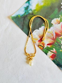 Christian Dior Vintage White Bow Pearl Crystals Tear Water Drop Gold Necklace