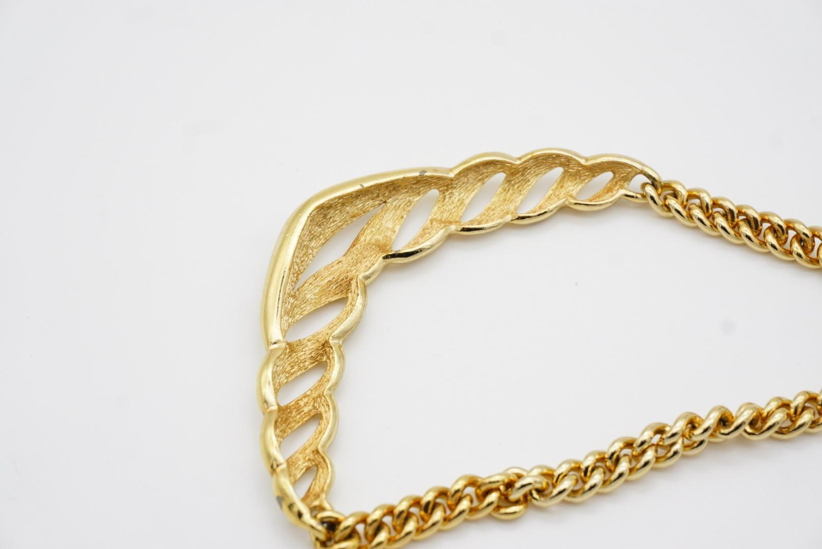 Christian Dior Vintage Weiße Kristalle durchbrochene, klobige Gold-Halskette-Ohrringe mit Kristallen im Angebot 12