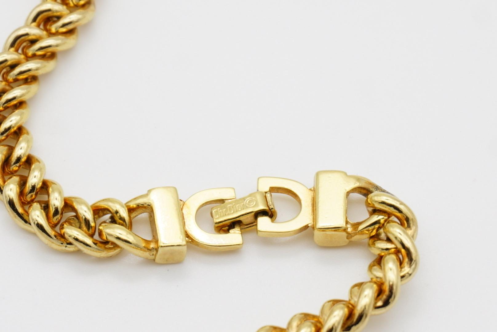Christian Dior Vintage Weiße Kristalle durchbrochene, klobige Gold-Halskette-Ohrringe mit Kristallen im Angebot 13