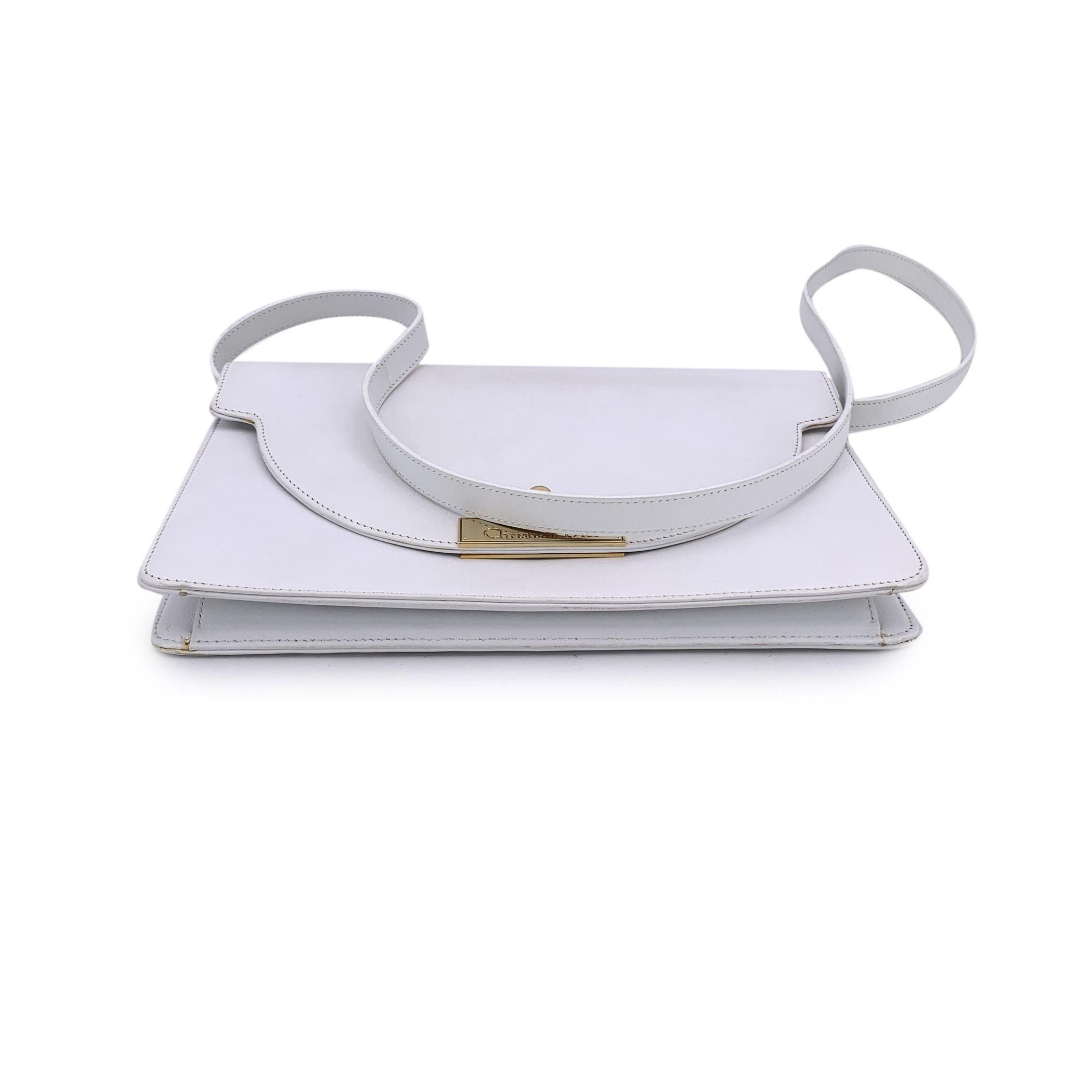 Christian Dior Vintage Bolso Convertible de Piel Blanco Gris en venta