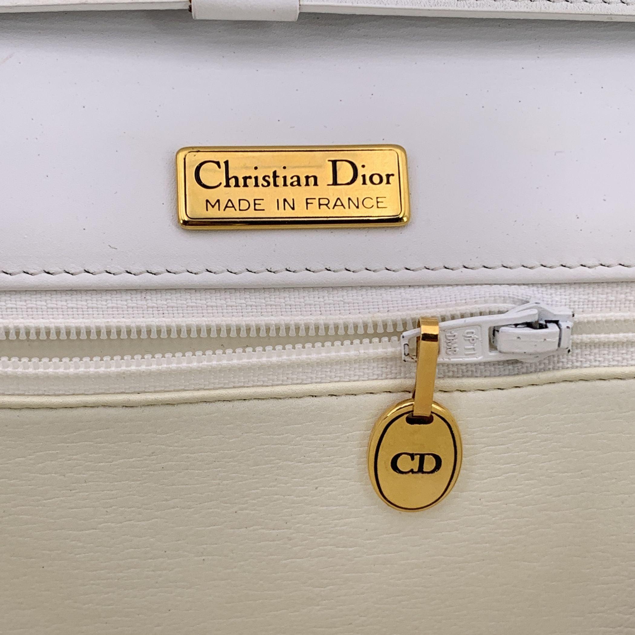 Christian Dior Vintage Bolso Convertible de Piel Blanco en venta 1