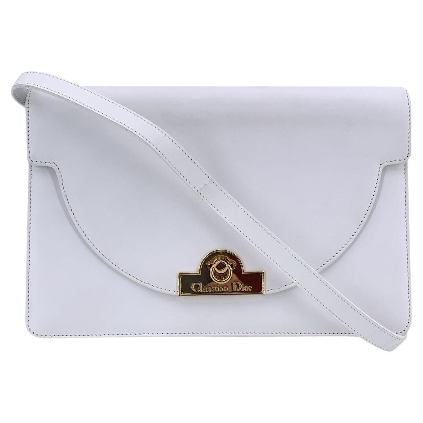 Christian Dior Vintage Bolso Convertible de Piel Blanco en venta