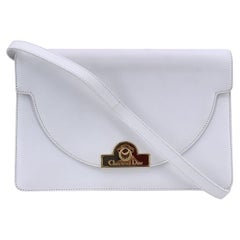 Christian Dior Vintage White Leder Convertible Umhängetasche