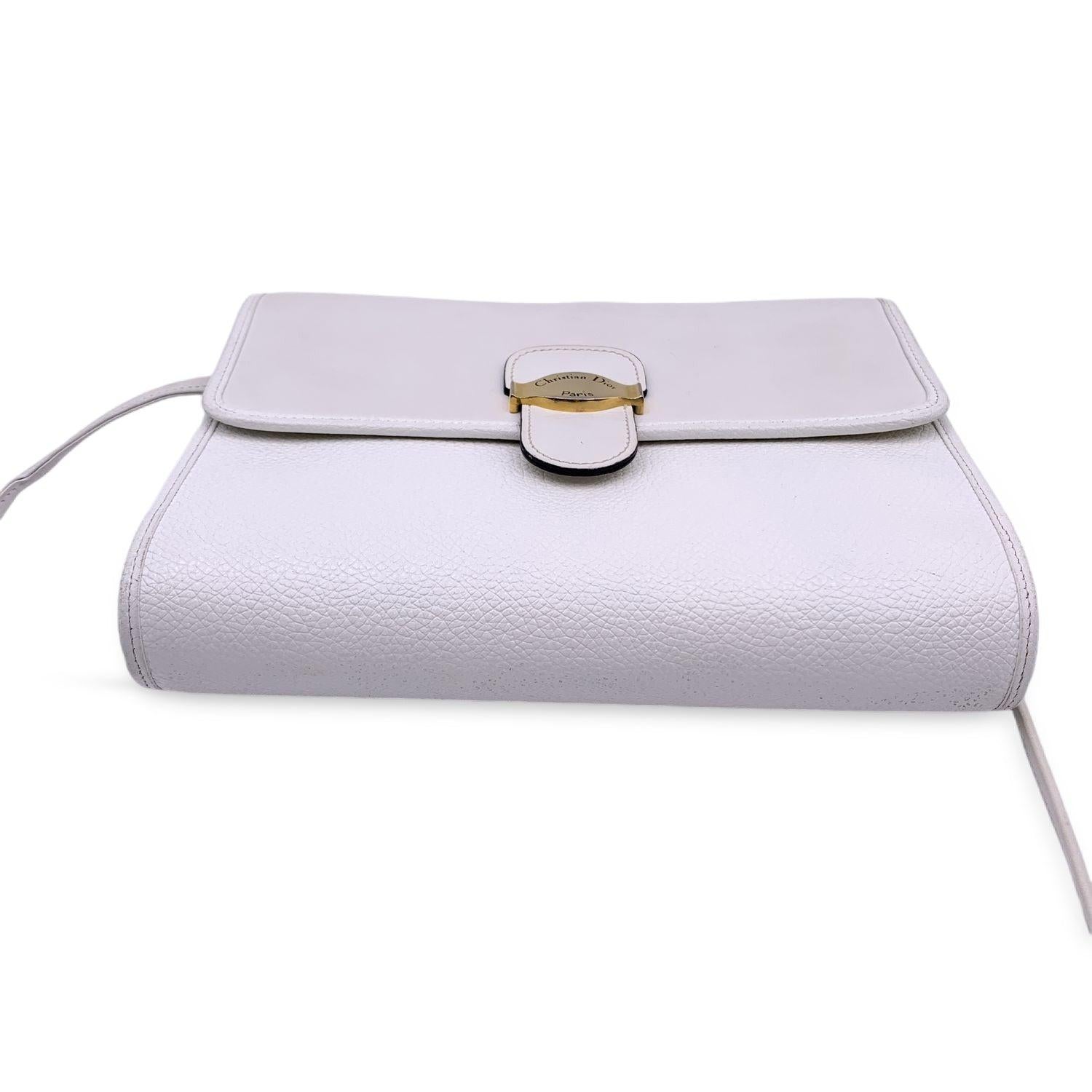 Women's Christian Dior Vintage White Leather Crossbody Messenger Bag For Sale