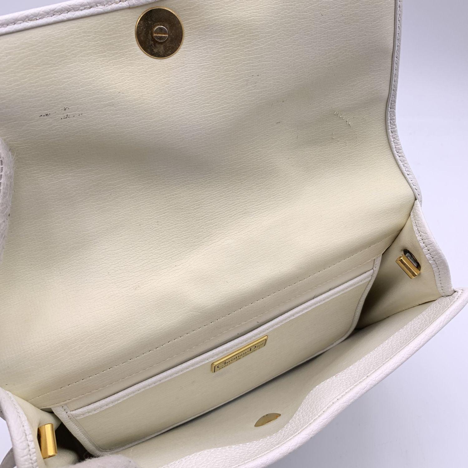 Christian Dior Vintage White Leather Crossbody Messenger Bag For Sale 1