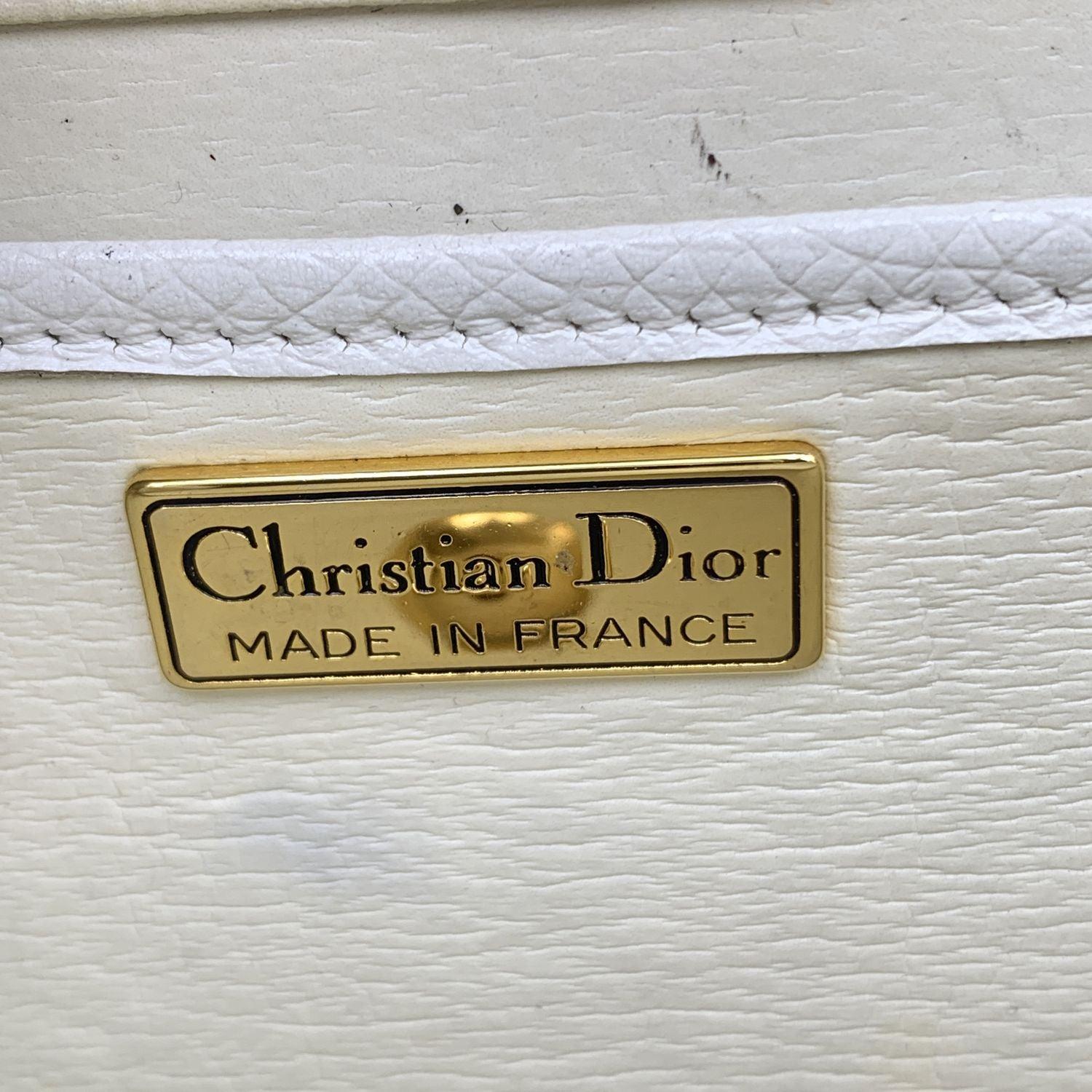 Christian Dior Vintage White Leather Crossbody Messenger Bag For Sale 2