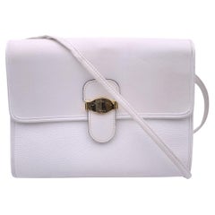 Christian Dior Vintage Weiße Vintage-Umhängetasche aus Leder Crossbody