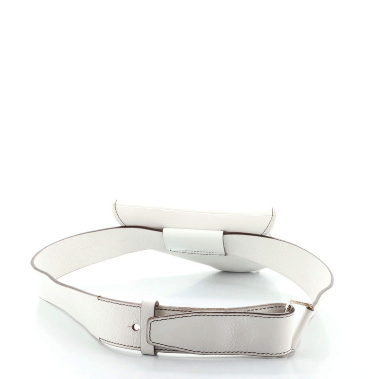Christian Dior Vintage White Leather Saddle Waist Bag For Sale at 1stDibs