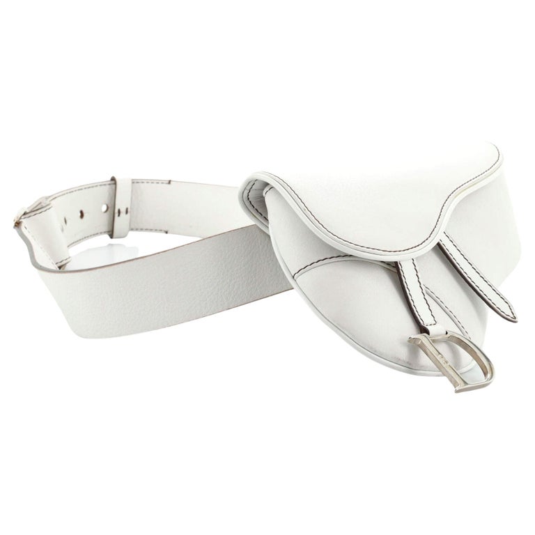 Christian Dior Vintage White Leather Saddle Waist Bag For Sale at 1stDibs
