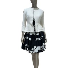 Christian Dior Vintage White Peplum Jacket & Floral Dress Set Sz.38/40