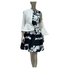 Christian Dior Vintage White Peplum Jacket & Floral Dress Set Sz.38/40