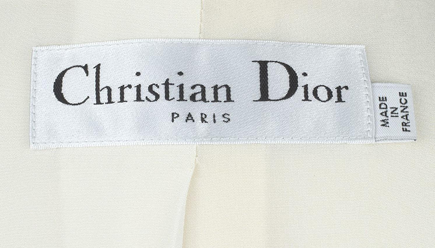 CHRISTIAN DIOR VINTAGE WHITE WOOL/SILK DRESS size S 1