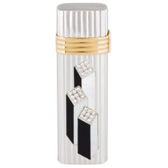 Christian Dior Vintage White Yellow Gold Diamond Men's Cigarette Cigar Lighter