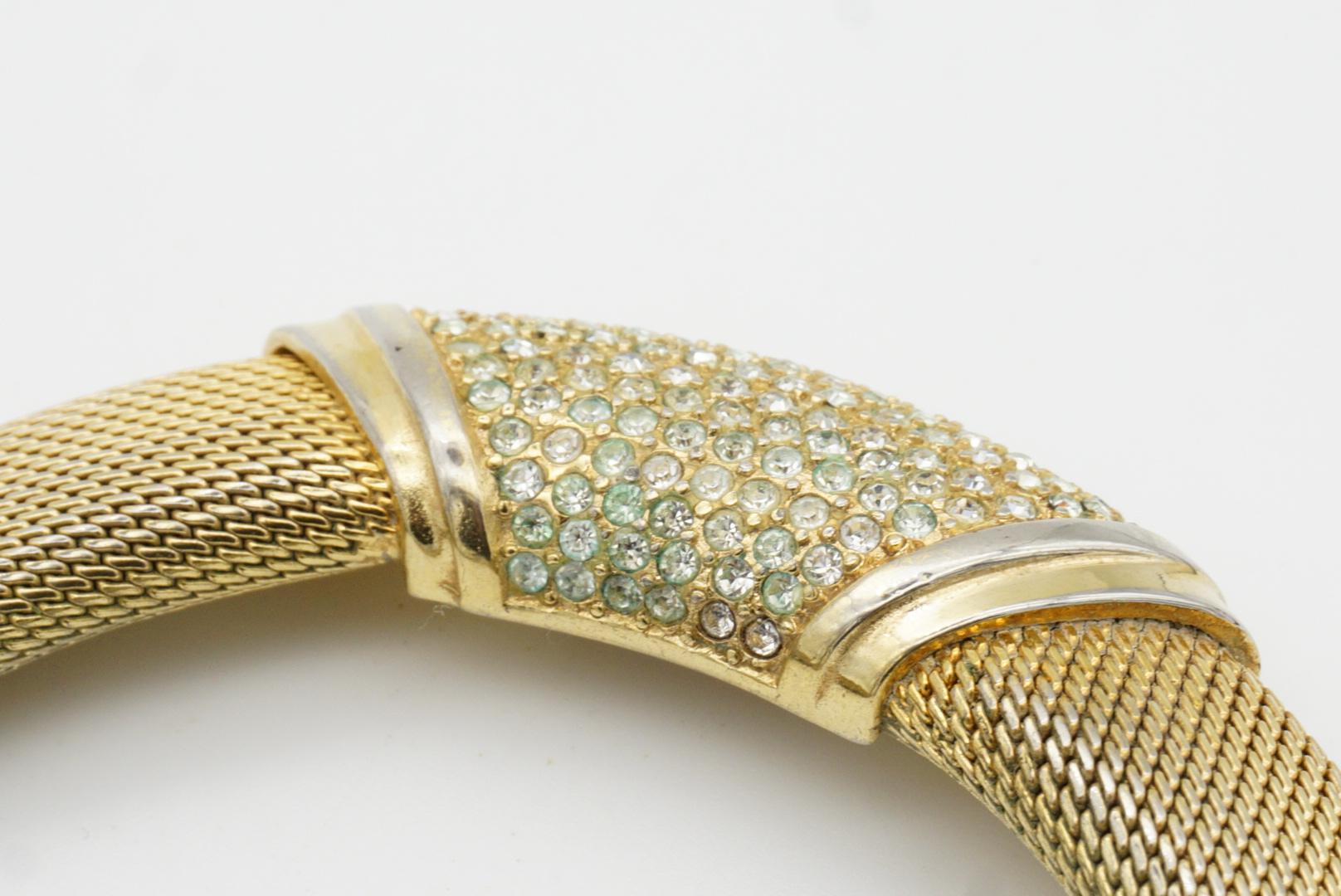 Christian Dior Vintage Ganze Kristalle Trapezförmig Weites Geflecht Omega Halskette im Angebot 6