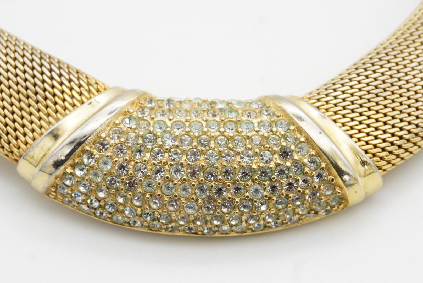 Christian Dior Vintage Ganze Kristalle Trapezförmig Weites Geflecht Omega Halskette im Angebot 7