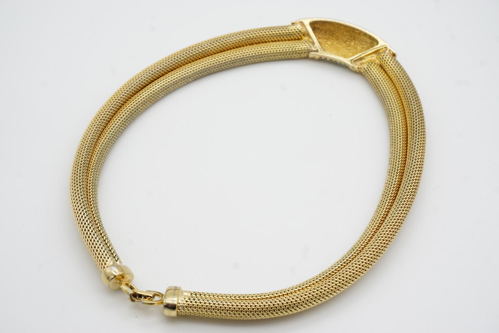 Christian Dior Vintage Ganze Kristalle Trapezförmig Weites Geflecht Omega Halskette im Angebot 9