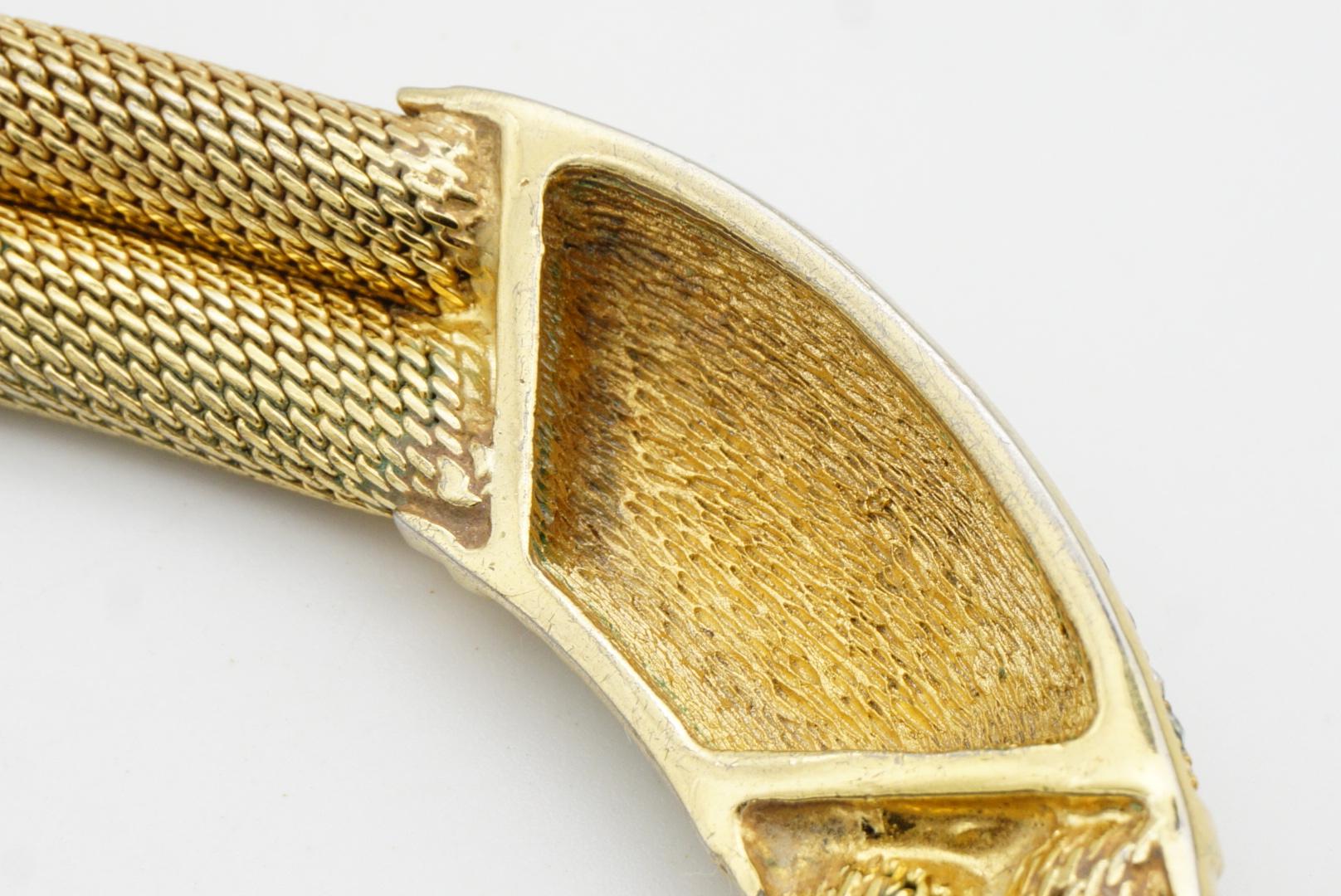 Christian Dior Vintage Ganze Kristalle Trapezförmig Weites Geflecht Omega Halskette im Angebot 11