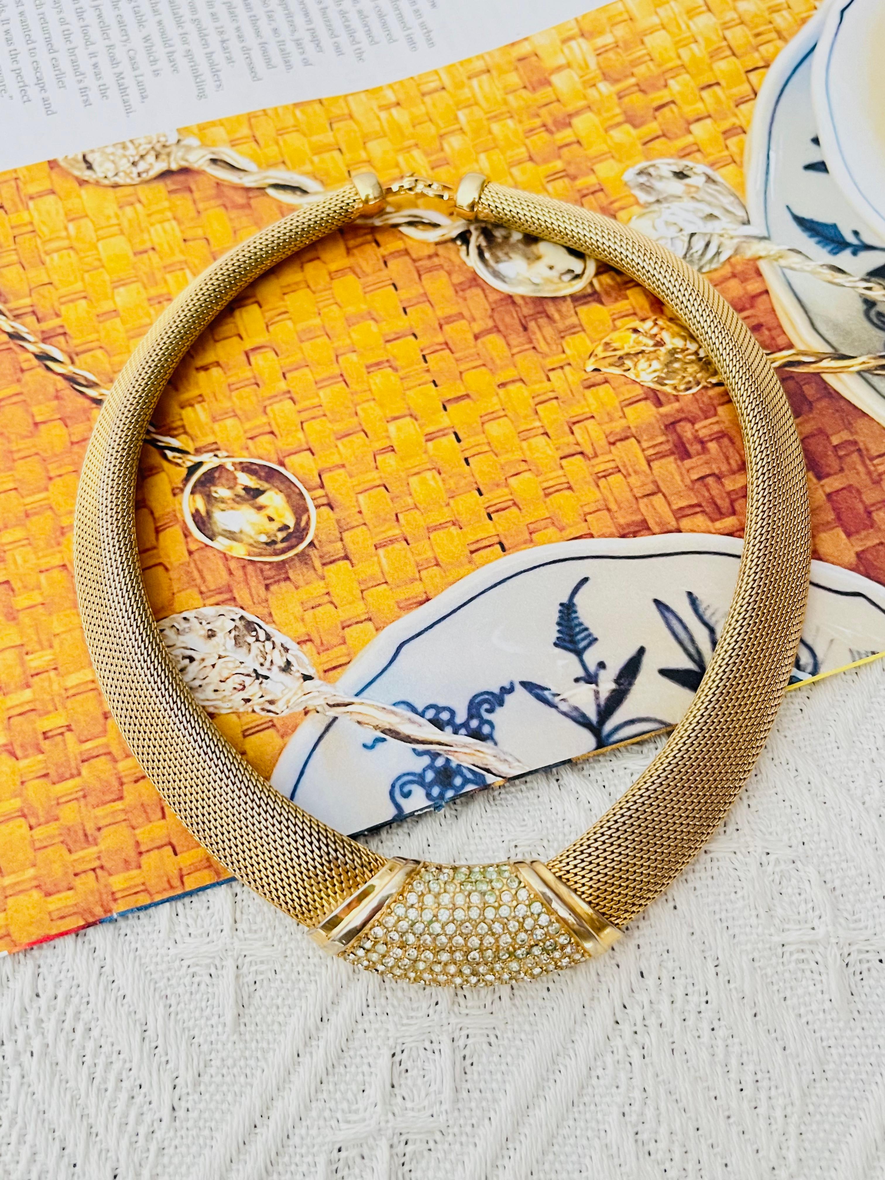Christian Dior Vintage Ganze Kristalle Trapezförmig Weites Geflecht Omega Halskette (Art déco) im Angebot