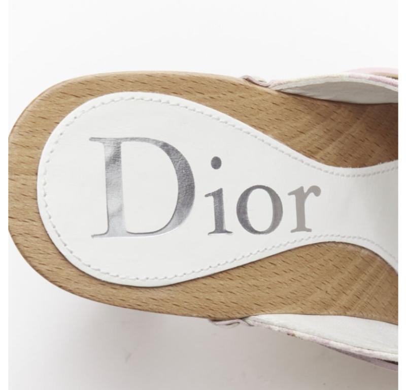CHRISTIAN DIOR Vintage Y2K pink Trotteur Blossom monogram wooden clog EU36 For Sale 5
