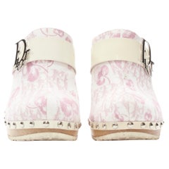 CHRISTIAN DIOR Vintage Y2K pink Trotteur Blossom monogram wooden clog EU36