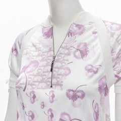 CHRISTIAN DIOR Vintage Y2K rosa Trotteur monograma Flor de cerezo media cremallera top S