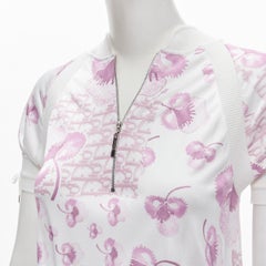 CHRISTIAN DIOR Vintage Y2K pink Trotteur monogram Cherry Blossom half zip top S