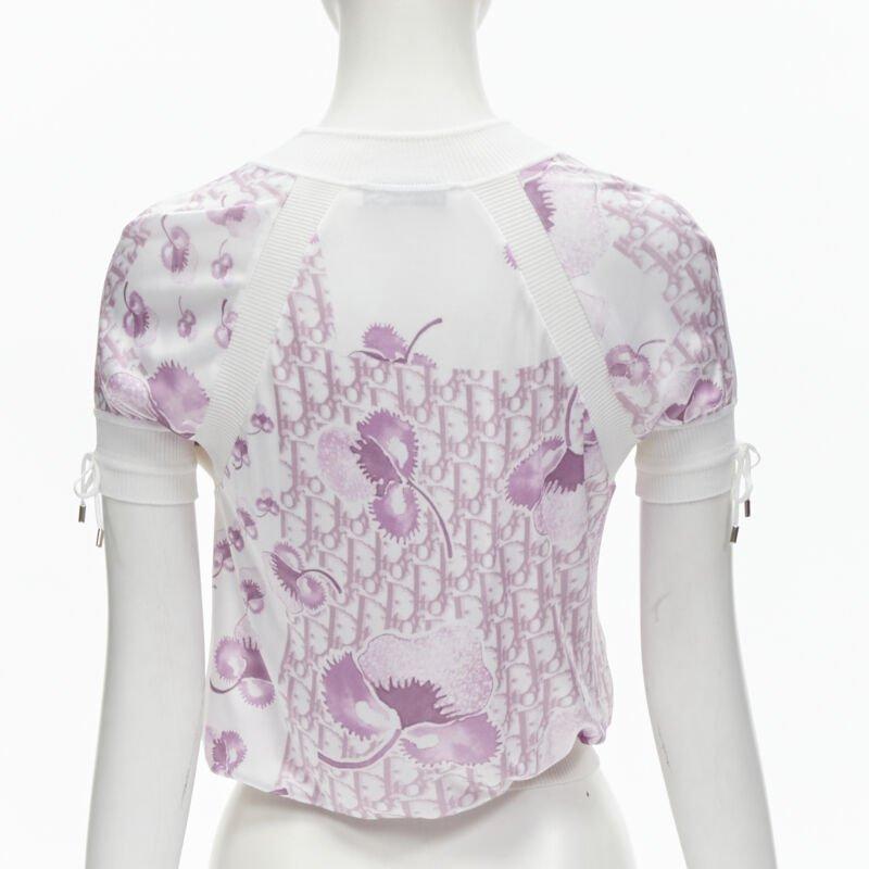 Women's CHRISTIAN DIOR Vintage Y2K pink Trotteur monogram Cherry Blossom half zip top S
